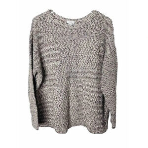 Pure Jill Pullover Textured Knit Sweater Sz LP Women Stretch Long Sleeve Boho
